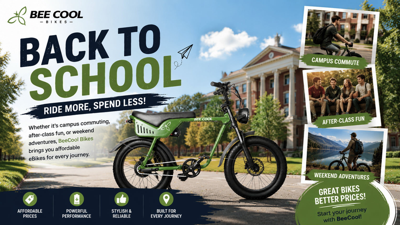 Affordable BeeCool Bikes eBikes for students with limited budgets during the 2026 Back-to-School sale