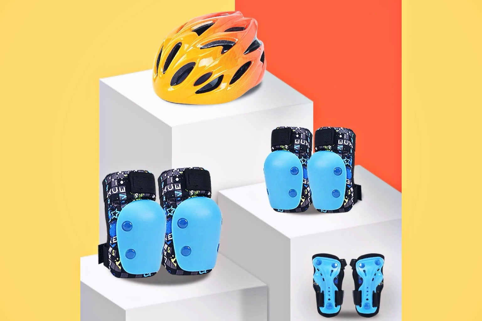 Teenager Safety Cycling Protective Gear Set: Helmet + Knee Pads (Included)