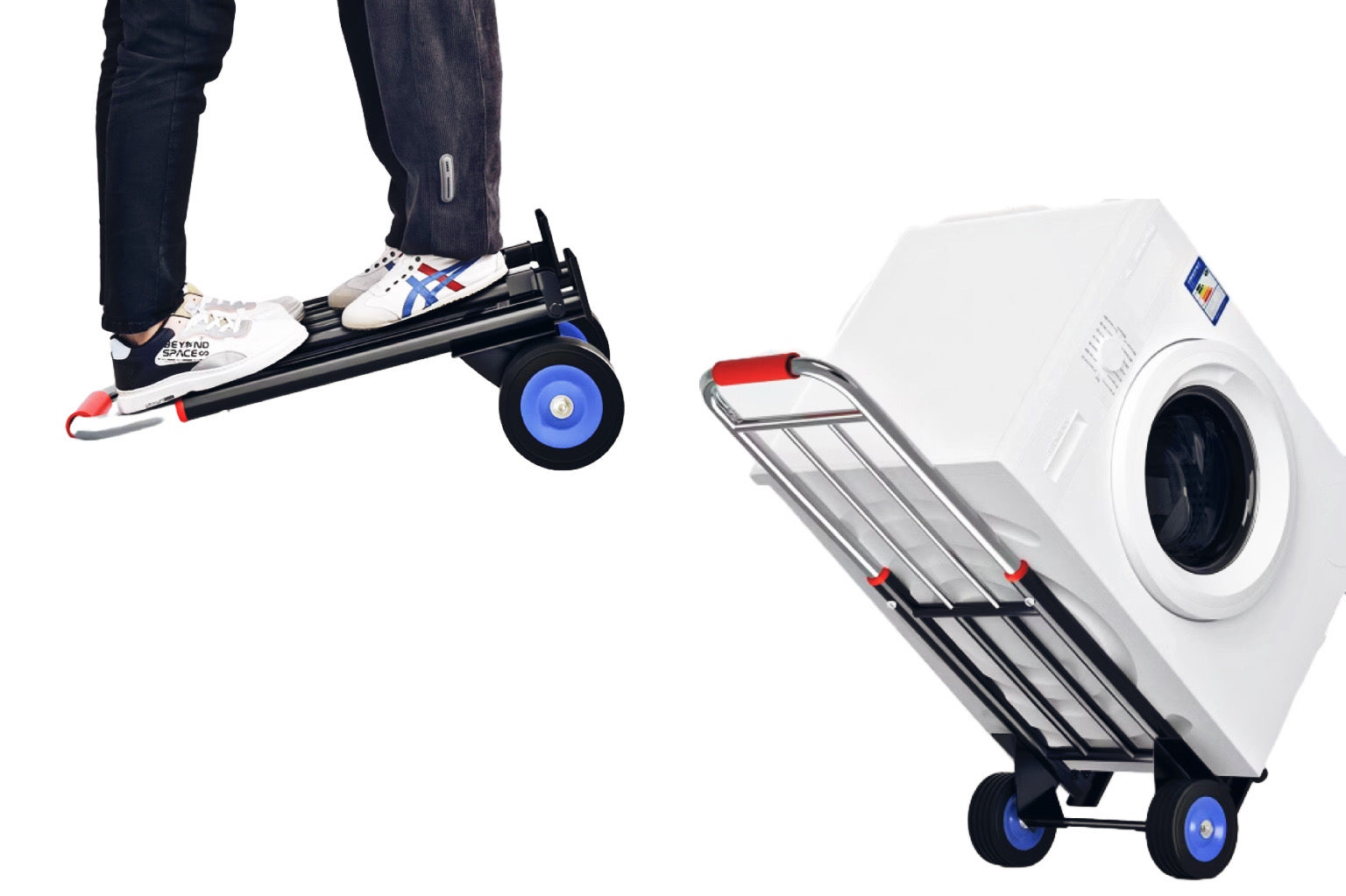 Heavy-Duty 165 Pound (lb) Capacity Aluminum Folding Hand Truck (Ebike Linkage Included)