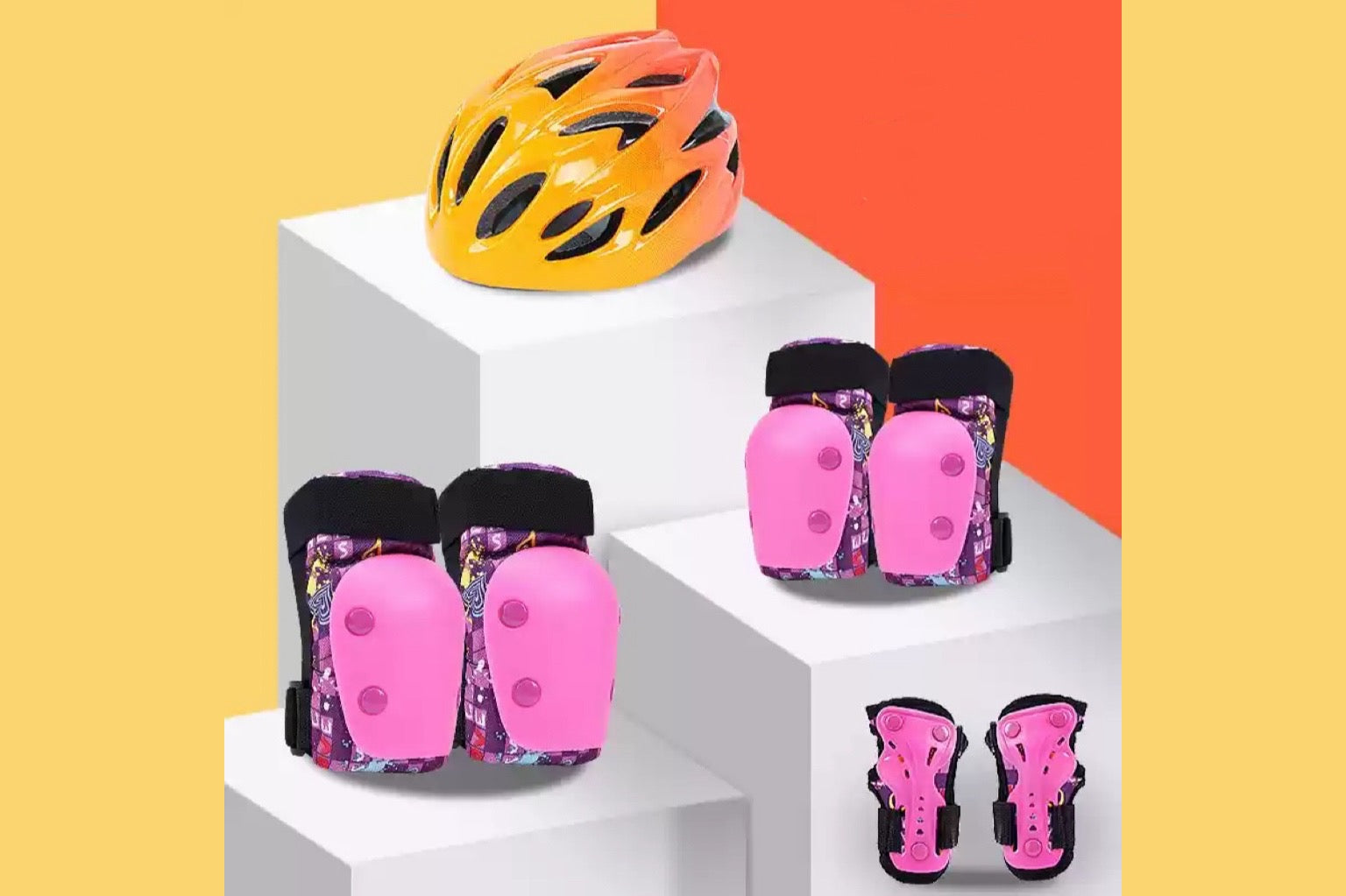 bike helmet and pad set kids Safety Cycling Protective Gear Set: Helmet + Knee Pads (Included)